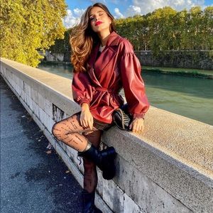 Zara faux leather belted blazer